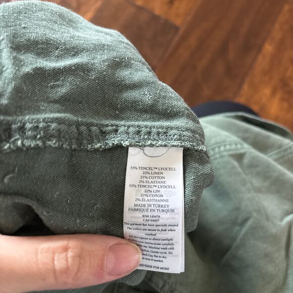 Faherty XL Shorts High Rise Elastic Waistband Pull On Arlie Green Linen Blend - Picture 8 of 11